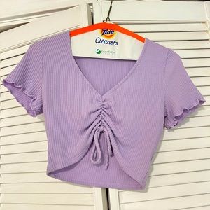 American Threads light purple cinched crop top